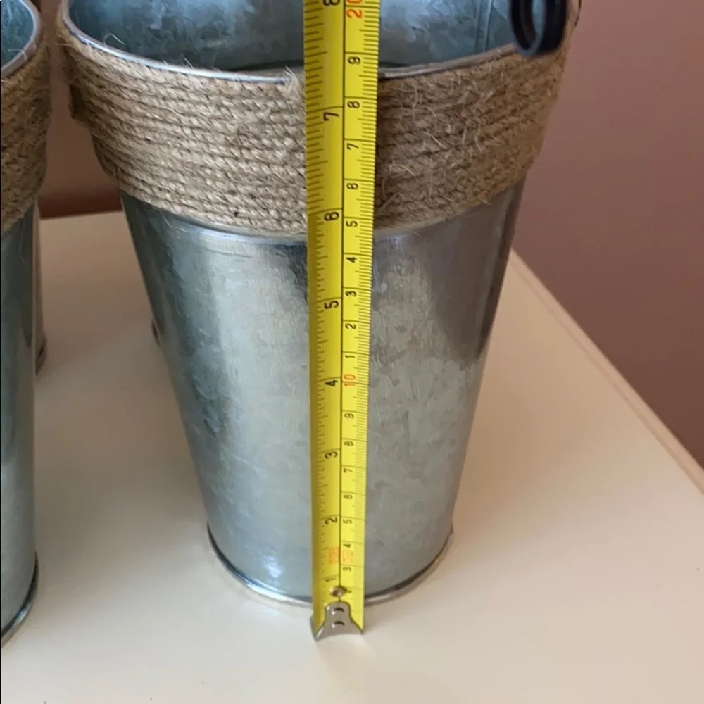 Rustic Metal like vase with rope